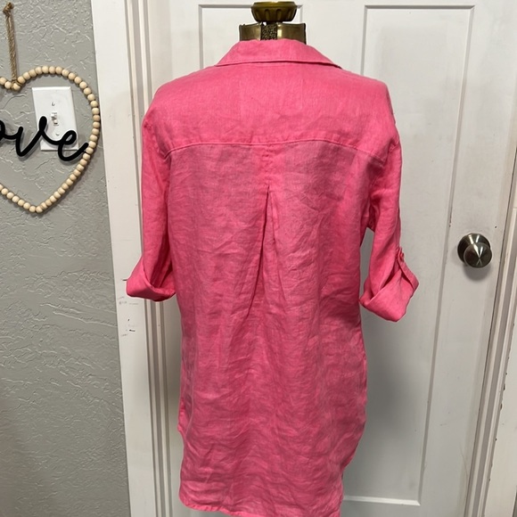 BELLA DAHL LINEN TUNIC LARGE PINK - Picture 10 of 16
